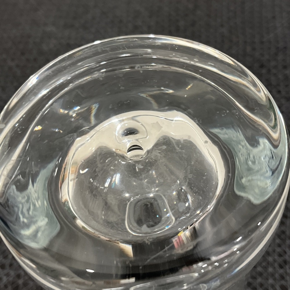KROSNO HEAVY HAND BLOWN GLASS DECANTER With Bubble On Base 7" Tall, No Stopper - Picture 8 of 9